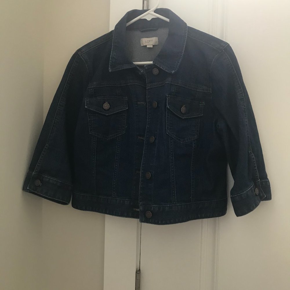 Loft cropped short sleeve jean jacket
